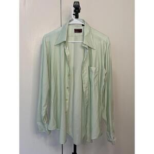 Manhattan Qiana Mint Green Button-Down Shirt – Men’s Vintage – Size 17